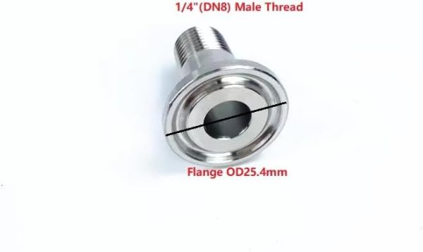 AUOQKQUT Tri clamp Adapter DN8 (1/4") Male Threaded Flange OD25.4mm,Tri clamp Connector, Pipe Fitting – Image 4