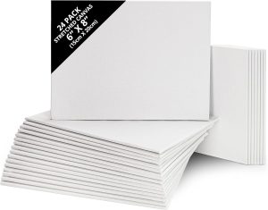 Belle Vous Lot de 24 Toile a Peindre - 15 x 20 cm - Toile Vierge Pré-Étirée - Idéales pour la Peinture à l’Huile, Acrylique et pour le Dessin et Croquis