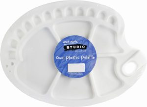 Mont Marte Palette Peinture – Oval – 34x25 cm – Palette d'artiste idéale pour Gouache, Peinture Acrylique et l'Aquarelle – Palette de Peinture avec Un Total de 17 Puits de Mélange